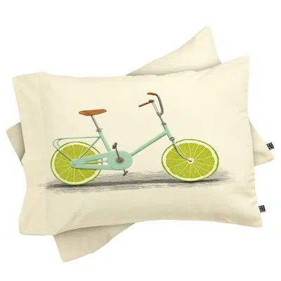 Deny Designs Florent Bodart Acid Pillowcase In Green;cream