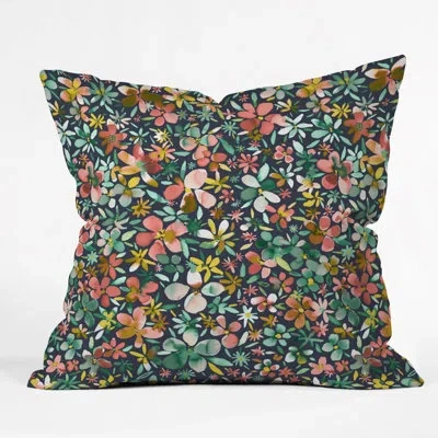 Deny Designs Flower Petals Coral Indoor/outdoor Throw Pillow In Green