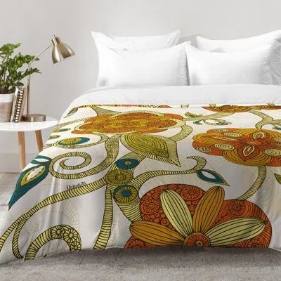Deny Designs Flowers Comforter Set In Orange