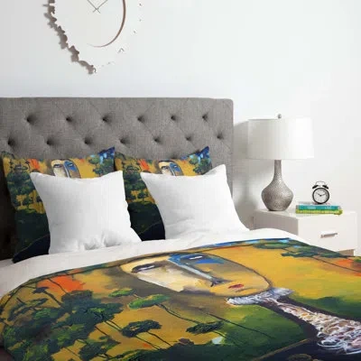 Deny Designs Forest For Trees Duvet Cover Set In Yellow,green