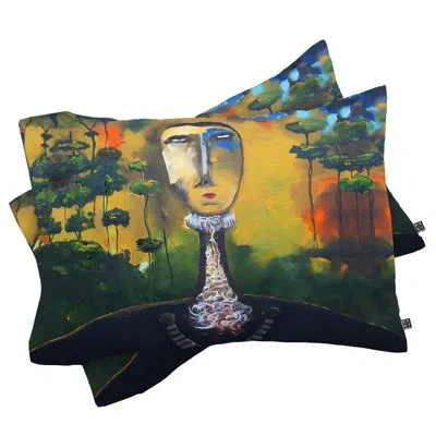 Deny Designs Forest For Trees Pillowcase In Green