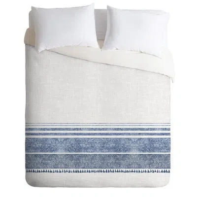 Deny Designs French Linen Chambray Tassel Duvet Cover Set In Blue,white