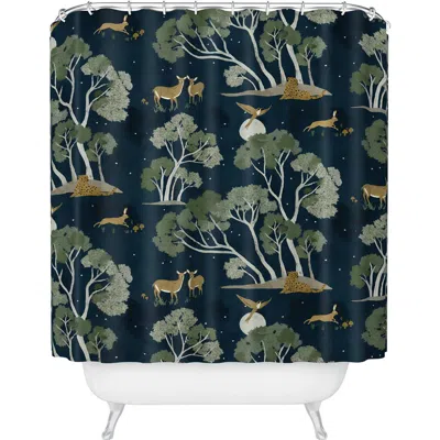Deny Designs Full Moon Shower Curtain In Blue