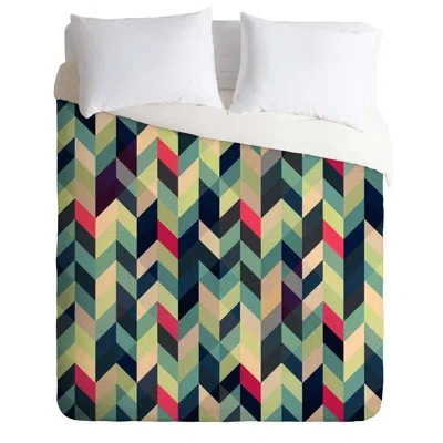 Deny Designs Gabi Arise Lightweight Duvet Cover In Pink,green,dark Blue