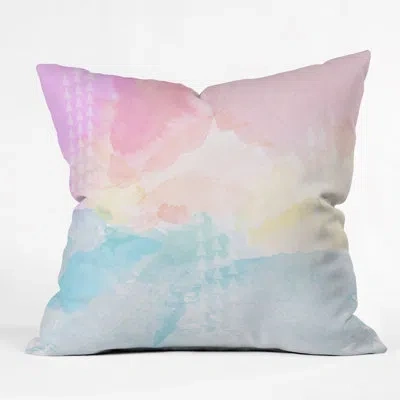 Deny Designs Gabi Pastel Rainbow Watercolor Indoor/outdoor Throw Pillow