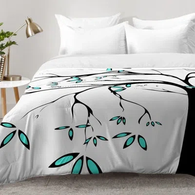 Deny Designs Garden Delight Aqua Breeze Comforter Set In White,green