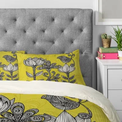 Deny Designs Garden Pillow Case In Black;white;yellow