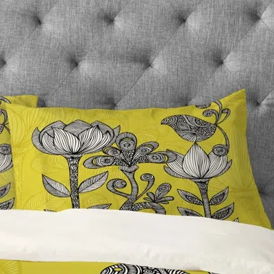 Deny Designs Garden Pillowcase In Gray;yellow