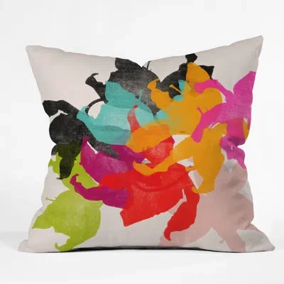 Deny Designs Garima Dhawan Lily 3 Indoor/outdoor Throw Pillow In Blue;black;white;green;red;orange