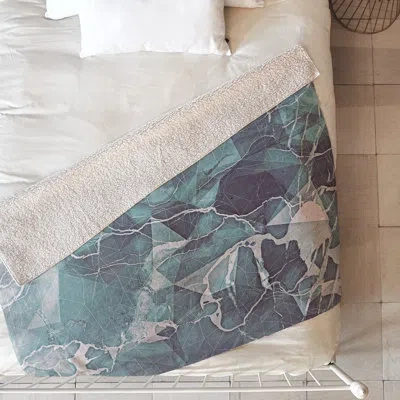 Deny Designs Geometric Marble Blanket In Blue
