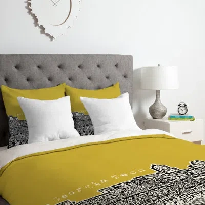 Deny Designs Georgia Tech Duvet Cover Set In Yellow,black