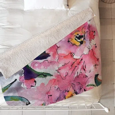 Deny Designs Ginette Camellias Blanket In Pink