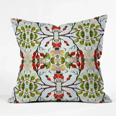 Deny Designs Ginette Fine Art Rose Hips And Bees Pattern Square Pillow Cover & Insert