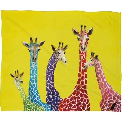 Deny Designs Giraffes Blanket In Yellow