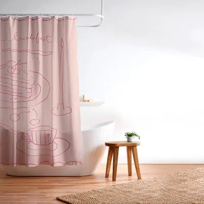 Deny Designs Girl Breakfast Shower Curtain In Pink
