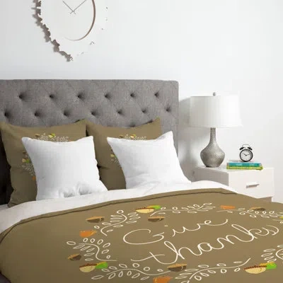Deny Designs Giving Thanks Duvet Cover Set In Tan