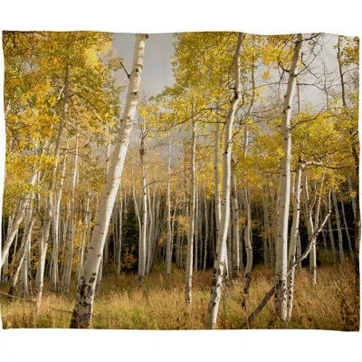 Deny Designs Golden Aspen Throw Blanket In Gray;yellow