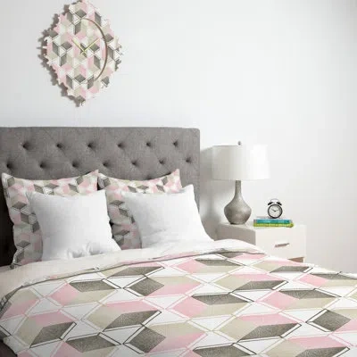 Deny Designs Golden Moments Comforter Set In Pink,beige