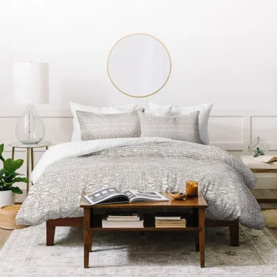 Deny Designs Grand Bazaar Linen Duvet Cover Set In Gray,white