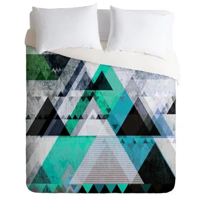 Deny Designs Graphic Xy Duvet Cover In Gray,teal