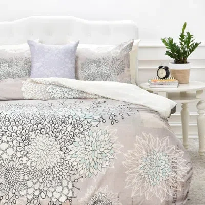 Deny Designs Gray/peach Microfiber Duvet Cover Set In Gray,peach