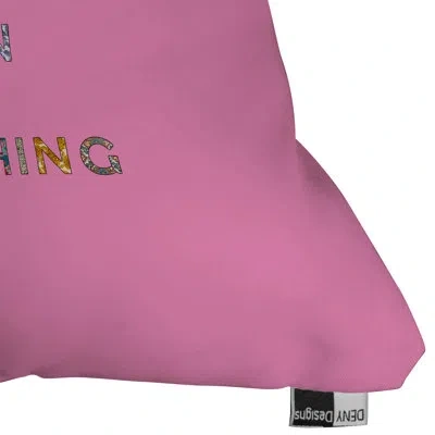 Deny Designs Green Queen Of Everything Outdoor Square Pillow Cover & Insert In Pink
