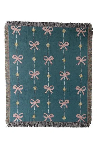 Deny Designs H. Miller Ink Fringe Throw Blanket In Green