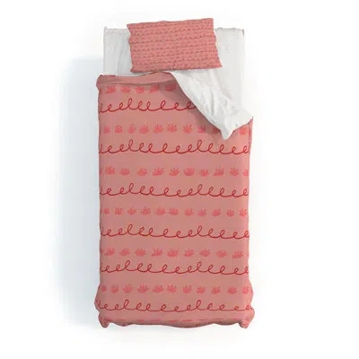 Deny Designs H Miller Ink Illustration Abstract Cookie Pattern Doodle Duvet Cover Set In Pink