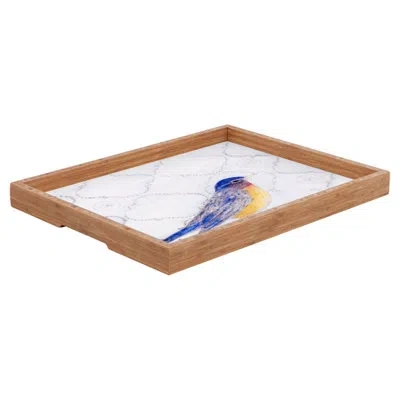Deny Designs Hadley Hutton American Robin Ottoman/coffee Table Tray In Blue