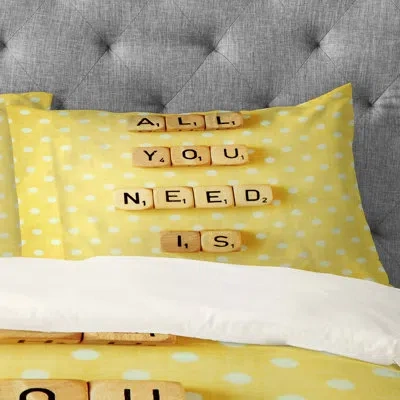 Deny Designs Happee Monkee All You Need Is Love 1 Pillowcase In Yellow