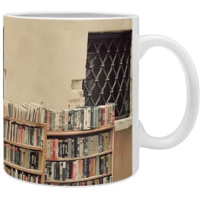 Deny Designs Happee Monkee Venice Bookstore Ceramic Mug In Black;brown;beige