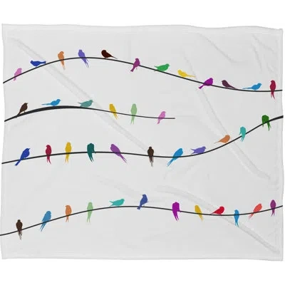 Deny Designs Happy Spring Throw Blanket In White