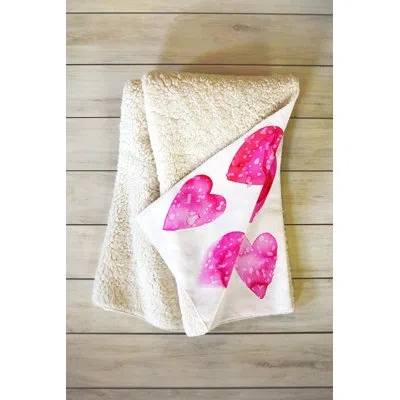 Deny Designs Heart Speckle Blanket In White;pink