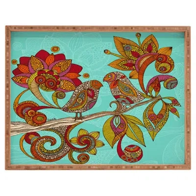 Deny Designs Hello Birds Ottoman/coffee Table Tray In Red