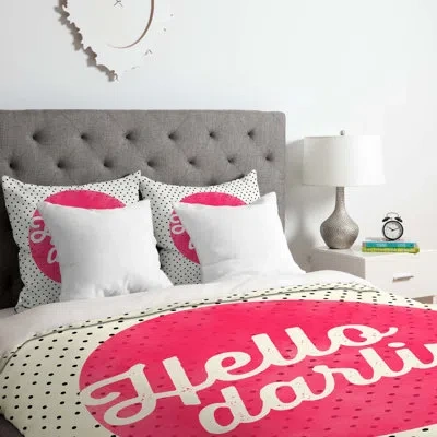 Deny Designs Hello Darling Dots Duvet Cover Set In Pink