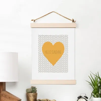 Deny Designs 'hello Sunshine Heart' - Picture Frame Memorabilia Print On Paper In White;orange