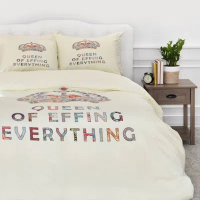 Deny Designs Her Daily Motivation Duvet Cover Set In White