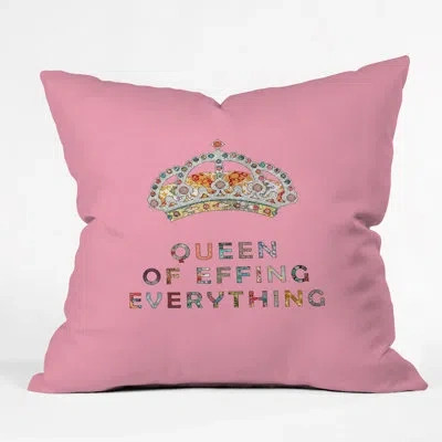 Deny Designs Her Daily Motivation Indoor/outdoor Throw Pillow In Pink