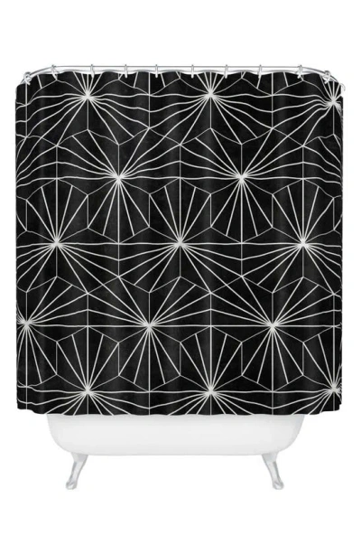 Deny Designs Hexagonal Pattern Shower Curtain In Black-white