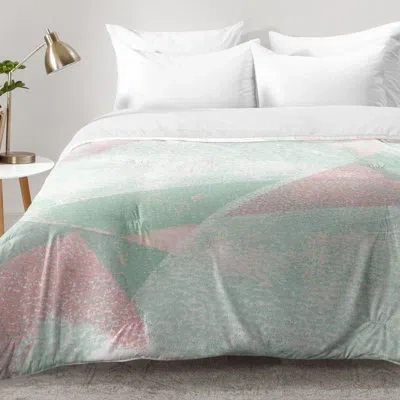 Deny Designs Holistic Geometric Texture Comforter Set In Pink,green