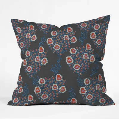 Deny Designs Holli Zollinger Boho Floral Throw Pillow In Dark Gray
