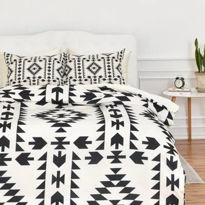 Deny Designs Holli Zollinger Geo Panel Duvet Cover Set In Black;white