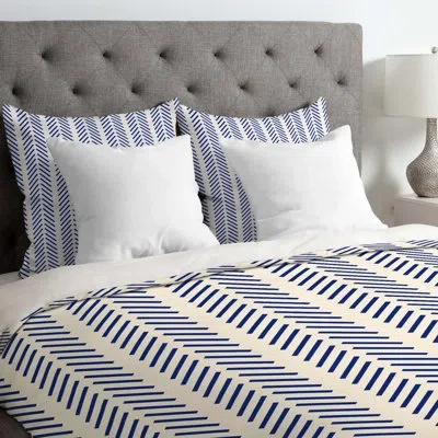 Deny Designs Holli Zollinger Lines Single Duvet Cover In Blue,white