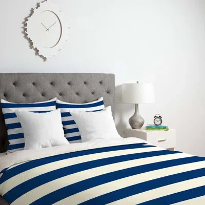 Deny Designs Holli Zollinger Stripe Single Duvet Cover In Navy,cream