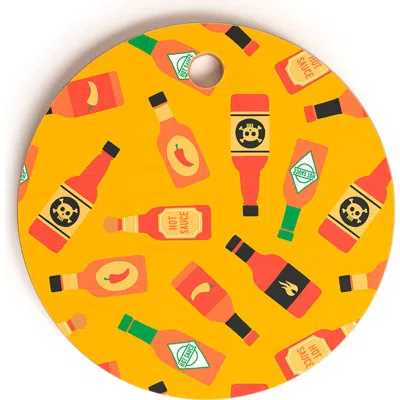 Deny Designs Hot Sauce Bottles Cutting Board In Yellow
