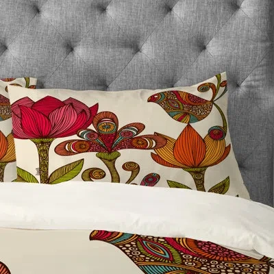 Deny Designs In The Garden Pillowcase In Green;red;beige