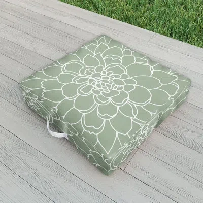 Deny Designs Indoor / Outdoor Floral Floor Pillow In Green