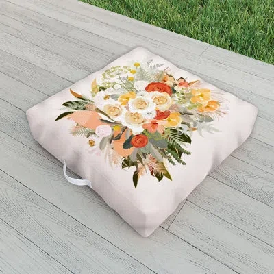 Deny Designs Indoor / Outdoor Floral Floor Pillow In White