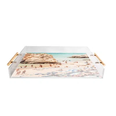 Deny Designs Ingrid Beddoes Aerial Beach Print Ocean Acrylic Tray In Blue