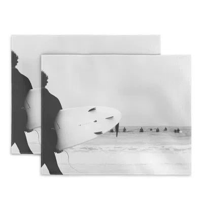 Deny Designs Ingrid Beddoes Catch A Wave Iv 14" Cotton Placemat In Gray